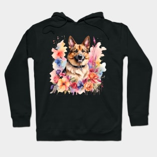 A belgian shepherd decorated with beautiful watercolor flowers Hoodie